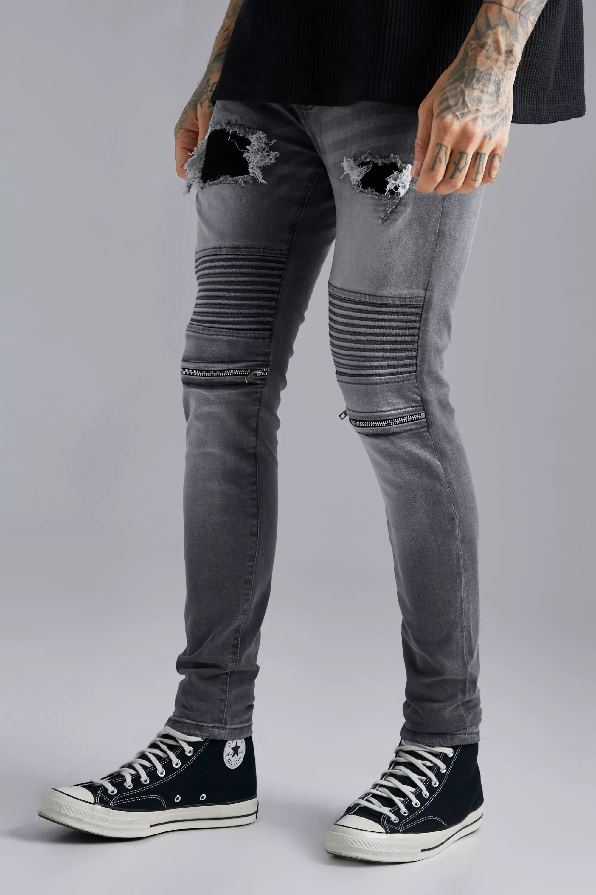 Skinny biker hot sale jeans men